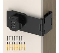 BiceNoning 90 Degree 3-Digit Combination Cabinet Lock, Zinc Alloy Keyless Folding Hasp Lock Latch, Password Security Rotary Door Latch for Office File Cabinet, Drawer, Locker, Cupboard (1, Black)