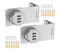 BiceNoning 90 Degree 3-Digit Combination Cabinet Lock, Zinc Alloy Keyless Folding Hasp Lock Latch, Password Security Rotary Door Latch for Office File Cabinet, Drawer, Locker, Cupboard (2, Silver)