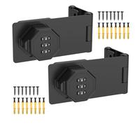 BiceNoning 90 Degree 3-Digit Combination Cabinet Lock, Zinc Alloy Keyless Folding Hasp Lock Latch, Password Security Rotary Door Latch for Office File Cabinet, Drawer, Locker, Cupboard (2, Black)