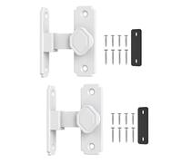 BiceNoning 90 Degree Barn Door Lock, Small Flip Sliding Barn Door Latch, Secure Aluminum Alloy Right Angle Gate Latch Lock for Cabinet Bedroom Outdoor Bathroom (2, White)