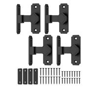 BiceNoning 90 Degree Barn Door Lock, Small Flip Sliding Barn Door Latch, Secure Aluminum Alloy Right Angle Gate Latch Lock for Cabinet Bedroom Outdoor Bathroom (4, Black)