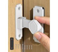 BiceNoning 90 Degree Barn Door Lock, Small Flip Sliding Barn Door Latch, Secure Aluminum Alloy Right Angle Gate Latch Lock for Cabinet Bedroom Outdoor Bathroom (1, White)
