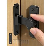 BiceNoning 90 Degree Barn Door Lock, Small Flip Sliding Barn Door Latch, Secure Aluminum Alloy Right Angle Gate Latch Lock for Cabinet Bedroom Outdoor Bathroom (1, Black)