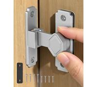 BiceNoning 90 Degree Barn Door Lock, Small Flip Sliding Barn Door Latch, Secure Aluminum Alloy Right Angle Gate Latch Lock for Cabinet Bedroom Outdoor Bathroom (1, Silver)