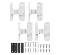 BiceNoning 90 Degree Barn Door Lock, Small Flip Sliding Barn Door Latch, Secure Aluminum Alloy Right Angle Gate Latch Lock for Cabinet Bedroom Outdoor Bathroom (4, White)
