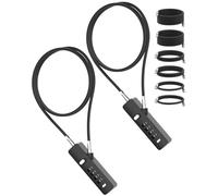 BiceNoning Combination Lock, 4-Digit Steel Cable Locks with Code, Locks for Lockers with 3 Lengths Cables for Bikes, File Cabinets, Wardrobes, Small Fences, Refrigerator Door (Black-2pcs)