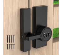 BiceNoning Password 180 Degree Barn Door Latch, Keyless Adhesive Flip Latch, 3-Digit Combination Sliding Door Lock with Glue and Screws for Cabinet, Gate, Shed, Bedroom, Closet (Black-1PC)