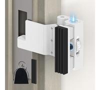 BiceNoning Portable Door Lock for Travel, No Drilling Adjustable Door Reinforcement Lock, Extra Security Latch Stopper for Apartment & Hotel Room Doors, Withstands 800lbs Force (White-1PC)