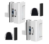 BiceNoning Portable Door Lock for Travel, No Drilling Adjustable Door Reinforcement Lock, Extra Security Latch Stopper for Apartment & Hotel Room Doors, Withstands 800lbs Force (White-2PCS)