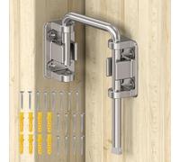BiceNoning Sliding Door Loop Lock, Silver, 1PC | 90/180 Degree, Stainless Steel, Patio Door Latch, For Sliding Barn/Single/Double Opening Gate, Shed, Closet, Window, Fence