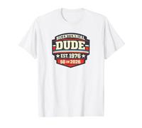 Bicentennial Dude 1976 50th Birthday 2026 Value Graphic T-Shirt, Men, White, S