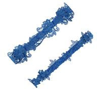Bicfuiot Wedding Garter Bridal Accessories - Navy Blue Garter for Bride Bridal Garters Set Leg Thigh Wedding Accessories Lace Prom Garters Belts for Women Leg Harness Thigh Strap Bands 2Pcs