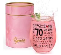 Biching 70th Birthday Gifts for Women - Personalised Wine Glass 18oz - Year Old Decorations for Her, Funny Presents Ideas for Grandma, Friend, Mum, Auntie