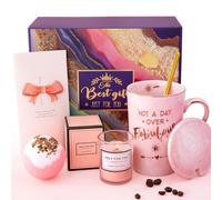 Biching Birthday Gifts for Women, Not A Day Over Fabulous 14oz Pink Mug Set | Unique Self Care Package Relaxation Spa Bath Set for Her, Happy Birthday Pamper Gifts for Women, Mum, Friends, Sister
