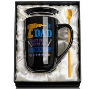 Biching Dad Gifts from Daughter Son, Birthday Gifts for Dad, 18oz Coffee Ceramic Mug Gifts Set, Cool New Dads Present with Beautiful Presentation Box, Gold Spoon, Greeting Card