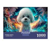 Bichon Fantasy 1000 Piece Poodle Wingss Sturdy Cardboard Classic Jigsaw Puzzle for Adults Kids Hard Challenging Game Decompression Wall Decoration 52x38cm/1000pcs