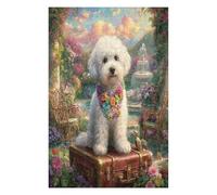 Bichon Frise 1000 Pc DIY Jigsaw Puzzle Cute Animal Pets Puzzles for Adults Teens Hard Challenging Team Building Stress Reducing Autumn Premium Quality Material 1000 PCS