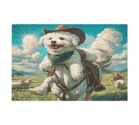 Bichon Frise 1000 Pcs Jigsaw Puzzle Bundle Cute Animal Pets Family Puzzle Lovers Fun Family Game Mindful Activity Spring Gift Precision Cut Cardboard 1000 PCS