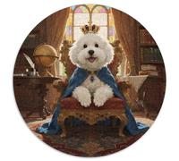 Bichon Frise 1000 Piece Circular Jigsaw Creative Cute Pets Stress Reliever Difficult Challenge Games for Adults And Kids 1000pcs (67.5x67.5cm)