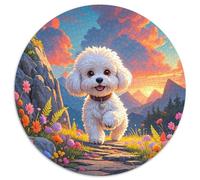 Bichon Frise 1000 Piece Circular Jigsaw Creative Dog Seeking A Challenging And Relaxing Activity Games for Adults And Kids 1000pcs (67.5x67.5cm)