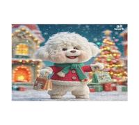 Bichon Frise 1000 Piece Complete Jigsaw Puzzle Set Cute Animal Pets Teens Beginners Educational Challenge Puzzle Fans Group Play Anniversary Quality Material 1000 PCS