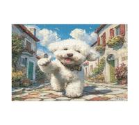 Bichon Frise 1000 Piece Complete Jigsaw Puzzle Set Cute Animal Pets Teens Beginners Educational Challenge Puzzle Fans Group Play Anniversary Quality Material 1000 PCS
