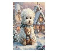 Bichon Frise 1000 Piece Jigsaw Puzzle for Adults Cute Animal Pets Long Weekend Project Satisfying Challenge No Duplicate Pieces for Hobbyists 1000 PCS