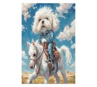 Bichon Frise 1000 Piece Jigsaw Puzzle for Adults Teens Maltese Denim Craft Room Decor Creative Project Whimsical Artwork for Crafters 1000 PCS