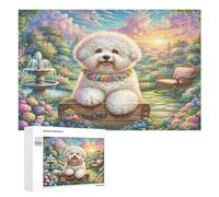 Bichon Frise 1000 Piece Jigsaw Puzzles Adults Kids Jigsaws Dining Room Decor Accent Whimsical Challenging Puzzle Stress Relief 1000 PCS