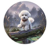 Bichon Frise 1000 Piece Round Jigsaw Puzzle Creative Dog Hard Challenging Games for Adults And Kids 1000pcs (67.5x67.5cm)