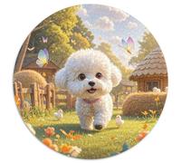 Bichon Frise 1000 Piece Round Jigsaw Puzzle Creative Dog Stress Reliever Difficult Challenge Games for Adults And Kids 1000pcs (67.5x67.5cm)