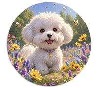 Bichon Frise 1000 Piece Round Jigsaw Puzzles Creative Dog Challenging Educational Art Games for Adults And Kids 1000pcs (67.5x67.5cm)