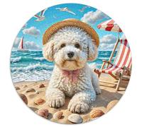 Bichon Frise 1000 Piece Round Puzzle Animals Pets Cute Durable Premium Puzzle Stress Relief Relaxing Activity Home Decor 1000pcs (67.5x67.5cm)