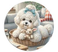 Bichon Frise 1000 Piece Round Puzzles For Adults And Kids Cute Pets Jigsaw Puzzle Creative Unique Challenge Games Family Game 1000pcs (67.5x67.5cm)