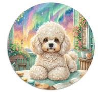 Bichon Frisé 1000 Pieces Animal Round Jigsaw Puzzles Impossible Puzzle Educational Games for Adults And Kids 1000pcs (67.5x67.5cm)