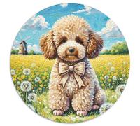 Bichon Frisé 1000 Pieces Animal Round Jigsaw Puzzles What Happens Next Educational Games for Adults And Kids 1000pcs (67.5x67.5cm)
