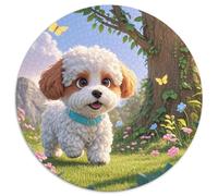 Bichon Frise 1000 Pieces Round Jigsaw Puzzles Creative Dog Puzzle Challenging Educational Art Games for Adults And Kids 1000pcs (67.5x67.5cm)