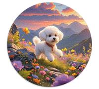 Bichon Frise 1000 Pieces Round Puzzle Creative Dog Stress Reliever Difficult Challenge Games for Adults And Kids 1000pcs (67.5x67.5cm)