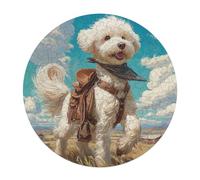 Bichon Frise 120 Piece Circular Jigsaw Puzzle Cute Animal Pets Animal Shape Pieces Challenging Brainteaser for Adults Premium Home Decor Gift 120 PCS
