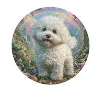 Bichon Frise 120 Piece Circular Puzzle Cute Animal Pets Animal Shape Premium Quality Stress Relief Brainteaser for Adults & Kids Home Decor Educational Game 120 PCS
