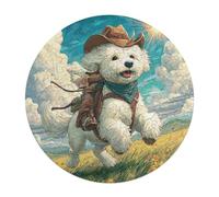 Bichon Frise 120 Piece Round Puzzle Cute Animal Pets Animal Shape All Ages Educational Puzzle Creative Challenge Gift for Families Home Decor Inspiration 120 PCS