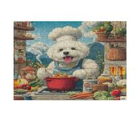 Bichon Frise 300 Pcs Jigsaw Puzzle Bundle Cute Animal Pets Family Puzzle Lovers Fun Family Game Mindful Activity Spring Gift Precision Cut Cardboard 300 PCS