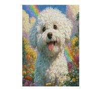 Bichon Frise 300 Piece Jigsaw Puzzle for Adults Teens Cute Animal Pets Jigsaw Post Exam Relaxation Challenging Design Great Gift for Students Stress Reliever 300 PCS