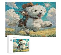 Bichon Frise 300 Piece Jigsaw Puzzles Adults Kids Cute Animal Pets Jigsaws Post-Work Relaxation Tool Challenging Friends Family Decor 300 PCS
