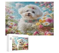Bichon Frise 300 Piece Jigsaw Puzzles All Ages Cute Animal Pets Jigsaws Evening Wind-Down Activity Challenging Home Decor Stress Relief 300 PCS