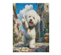 Bichon Frise 500 Pc DIY Jigsaw Puzzle Cute Animal Pets Puzzles for Adults Teens Hard Challenging Team Building Stress Reducing Autumn Premium Quality Material 500 PCS