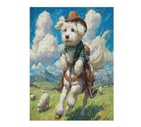 Bichon Frise 500 Pc DIY Jigsaw Puzzle Cute Animal Pets Puzzles for Adults Teens Hard Challenging Team Building Stress Reducing Autumn Premium Quality Material 500 PCS