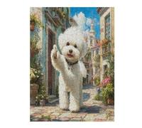 Bichon Frise 500 Pcs Jigsaw Puzzle Bundle Cute Animal Pets Puzzle for Adults Teens 14+ Fun Family Game Mindful Activity Spring Gift Precision Cut Board 500 PCS