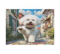 Bichon Frise 500 Piece Jigsaw Puzzle for Adults Cute Animal Pets Lunch Break Activity Quick Escape No Duplicate Pieces for Busy Professionals 500 PCS