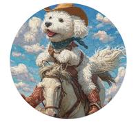 Bichon Frise 68 Piece Circular Jigsaw Puzzle Cute Animal Pets Animal Shape All Ages Suitable Stress Relief Puzzle Educational Learning Through Play Home Decor 68 PCS